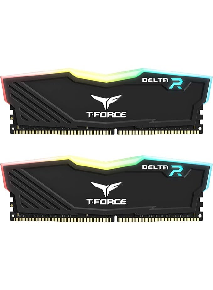 TEAMGROUP T-Force Delta RGB DDR4 32GB (2x16GB) 3600MHz (PC4-28800) CL18 Desktop Gaming Memory Module Ram Black - TF3D432G3600HC18JDC01
